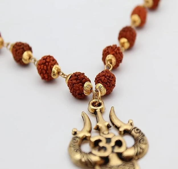 Om Trishul Damru Rudraksha Mala — 5 Mukhi