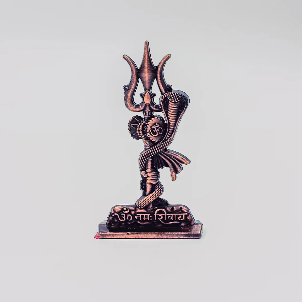 Trishul, Snake & Damru — Shiva Metal Idol